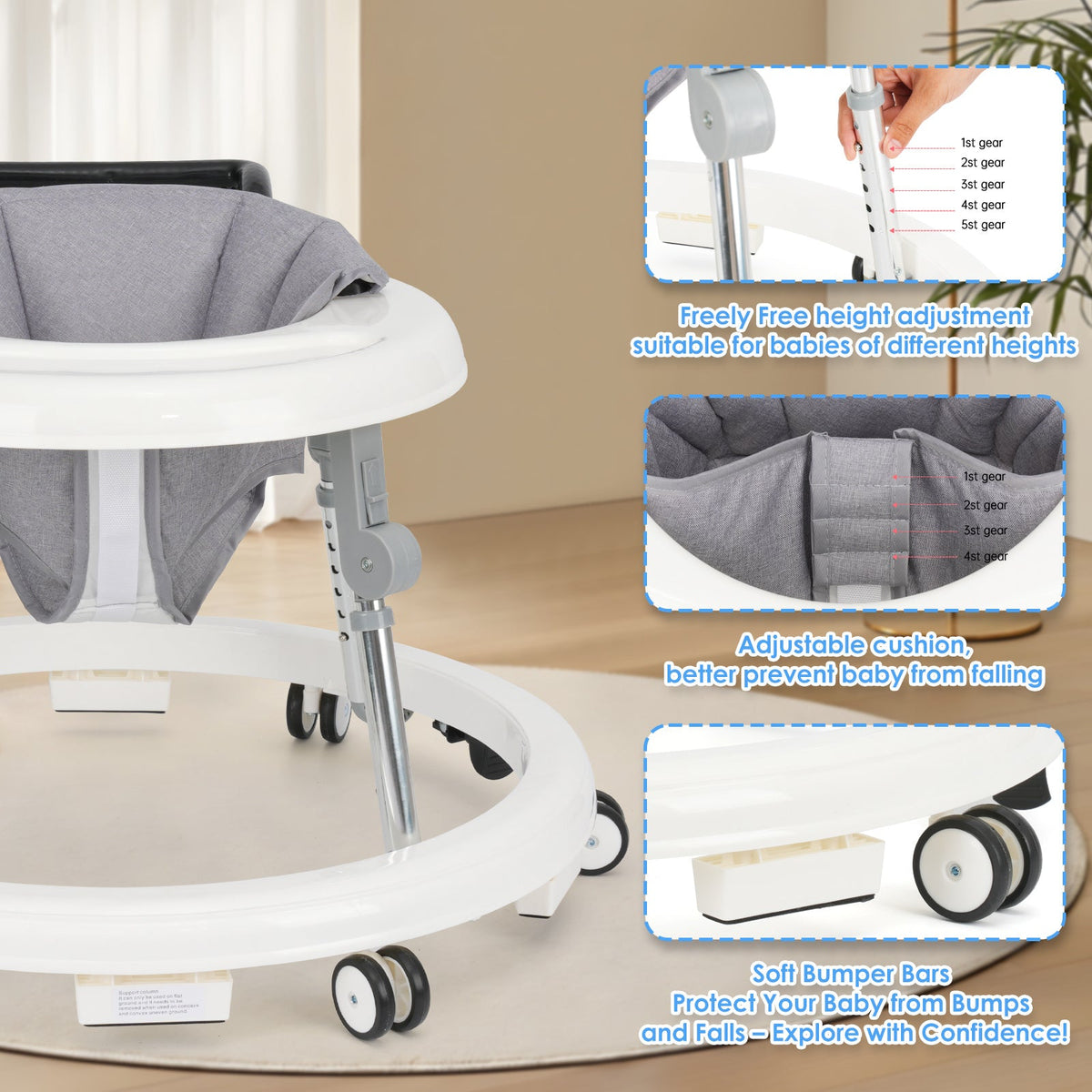 Baby Walker - Portable Foldable Adjustable Heights – view 2