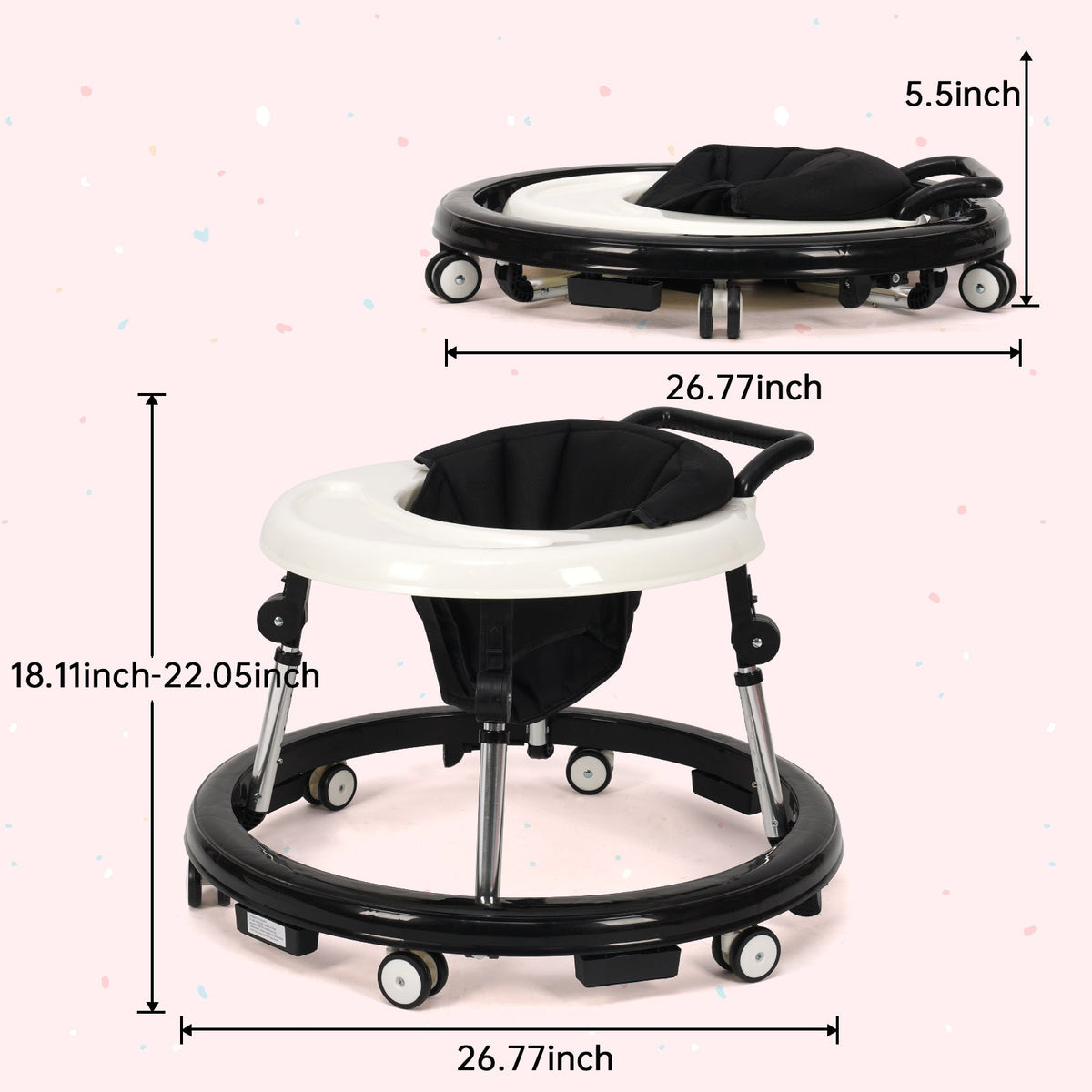 Baby Walker - Portable Foldable Adjustable Heights – view 3