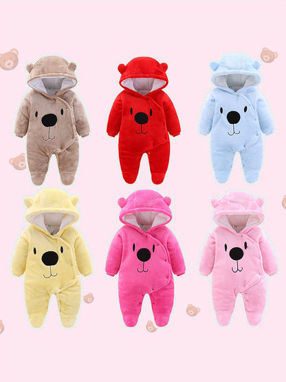 Baby Zip Romper - Warm Hooded One-Piece – Pink – view 3