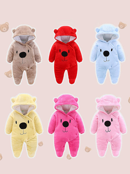 Baby Zip Romper - Warm Hooded One-Piece – Pink – view 5