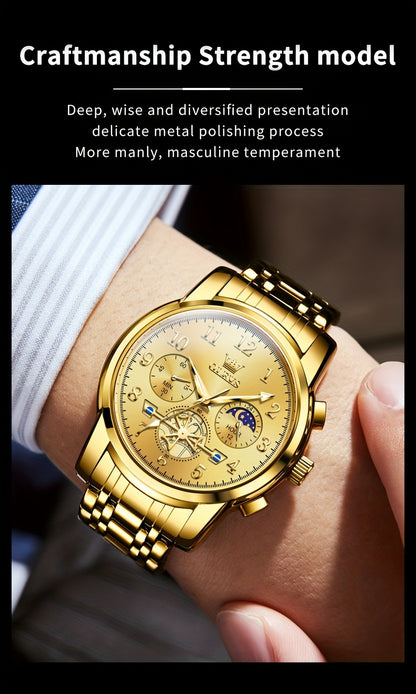 OLEVS Men's Luxury Dress Watch — Big Face, Waterproof, Luminous, Calendar, Stainless Steel | 8 Colors