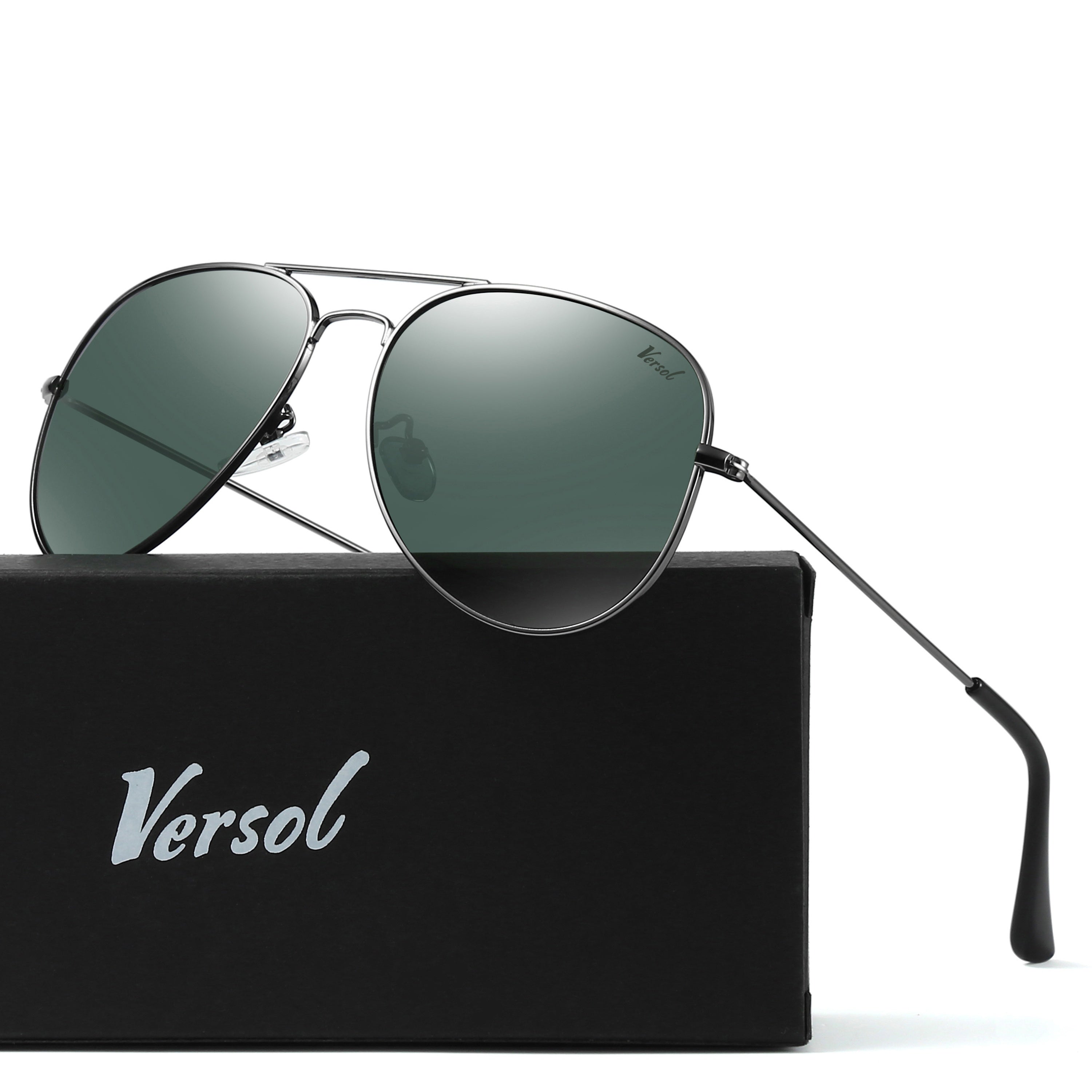 Versol Classic Pilot Sunglasses for Men & Women - Polarized Mirrored Protection, Lightweight Oversized Frame (>139mm), Large Square Lens, Stylish Aviation Design for Driving, Flying, Outdoor Activities - Unisex Pilot Sunglasses