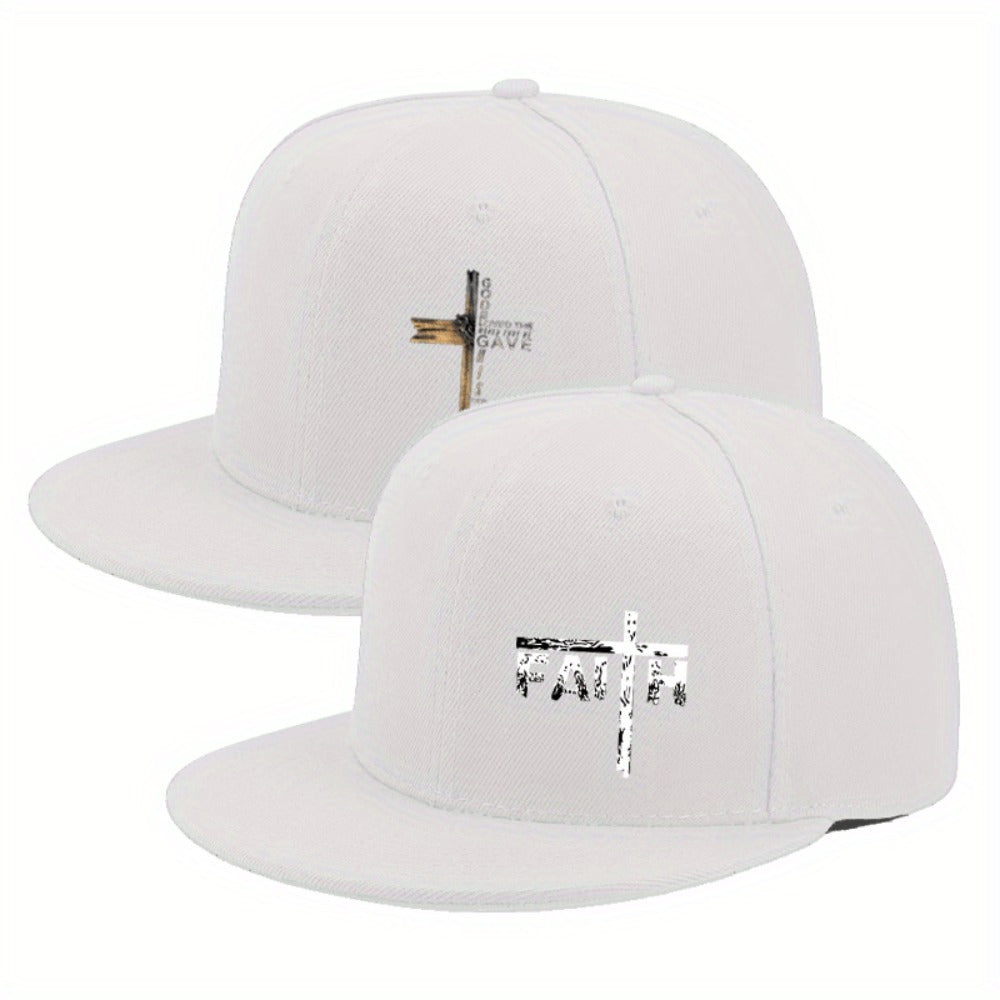 Baseball Cap - 2Pcs Set Cross Print Design Unisex Adjustable Breathable Dad Hat Casual - product detail view 7