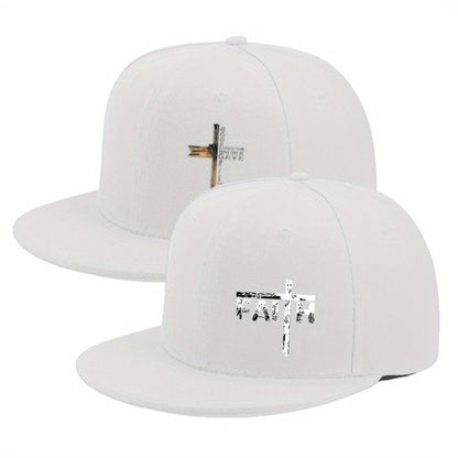Baseball Cap - 2Pcs Set Cross Print Design Unisex Adjustable Breathable Dad Hat Casual - product detail view 7