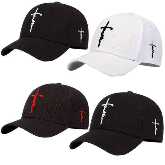 Baseball Cap - 4Pcs Faith Cross Stitch Embroidered Adjustable Lightweight Polyester Sun - main product view
