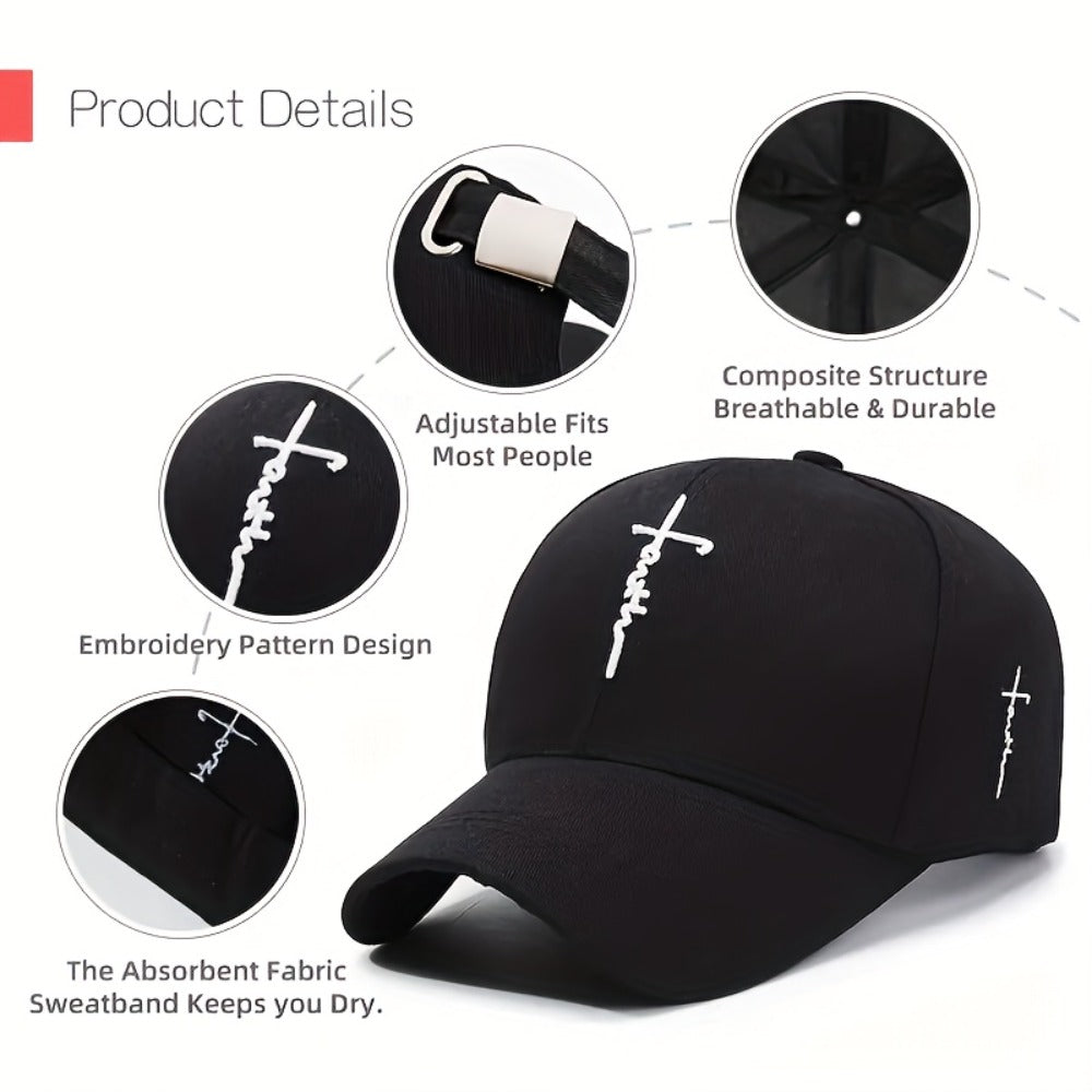 Baseball Cap - 4pcs Set Cross Embroidery Dad Hat Adjustable Lightweight Unisex Casual - product detail view 9