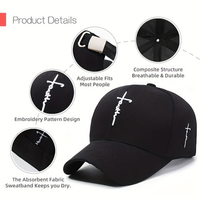 Baseball Cap - 4pcs Set Cross Embroidery Dad Hat Adjustable Lightweight Unisex Casual - product detail view 9