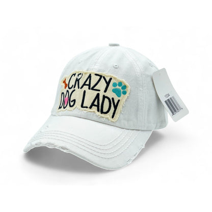 Baseball Cap - "Crazy Dog Lady" Embroidered Vintage Distressed Hat - 100% Cotton UV - product detail view 4