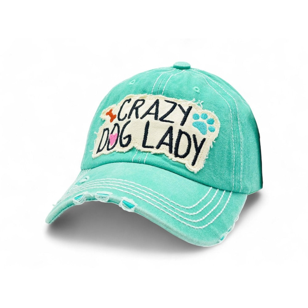 Baseball Cap - "Crazy Dog Lady" Embroidered Vintage Distressed Hat - 100% Cotton UV - product detail view 8
