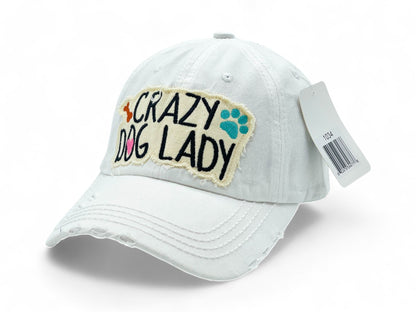 Baseball Cap - "Crazy Dog Lady" Embroidered Vintage Distressed Hat - 100% Cotton UV - product detail view 16