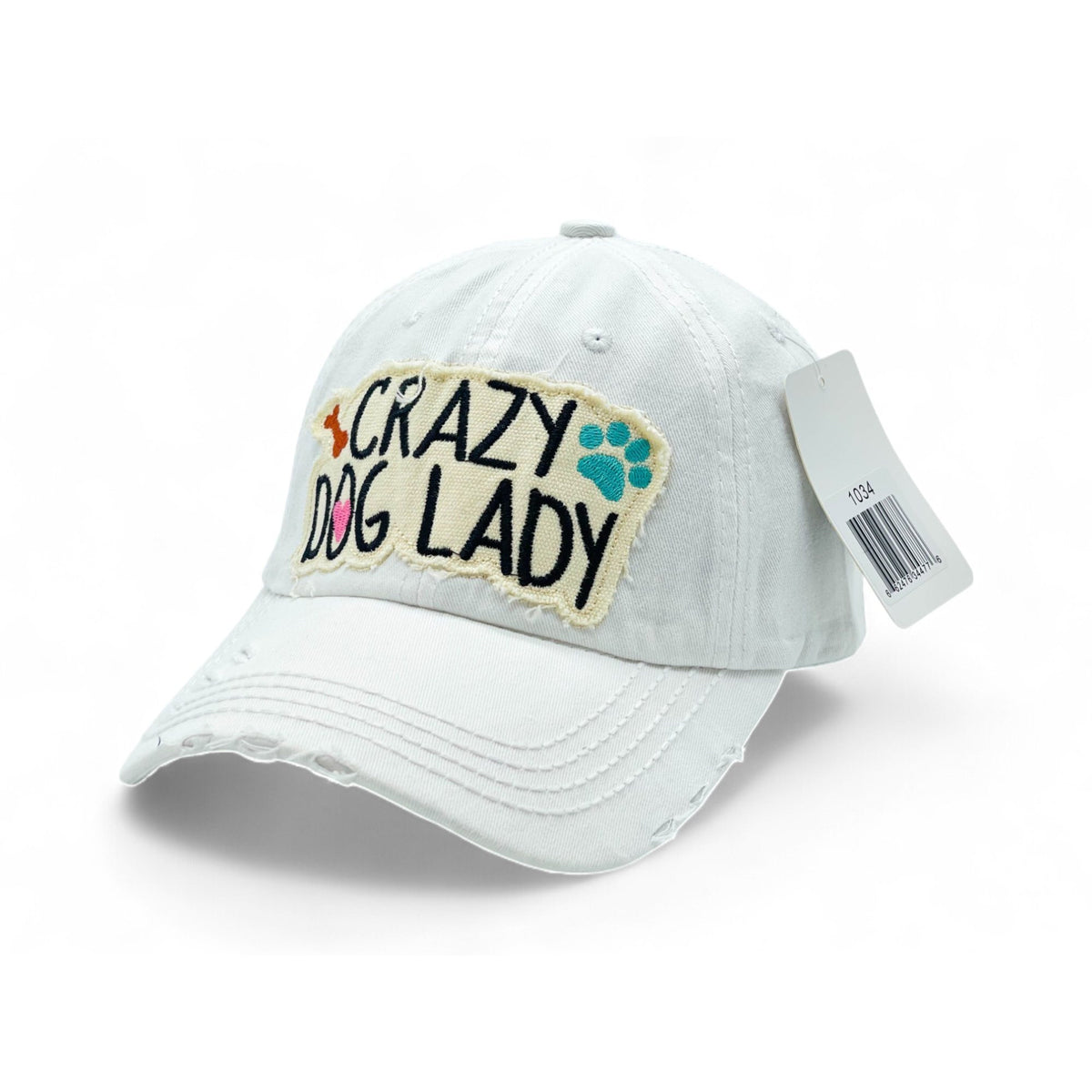 Baseball Cap - "Crazy Dog Lady" Embroidered Vintage Distressed Hat - 100% Cotton UV - product detail view 22