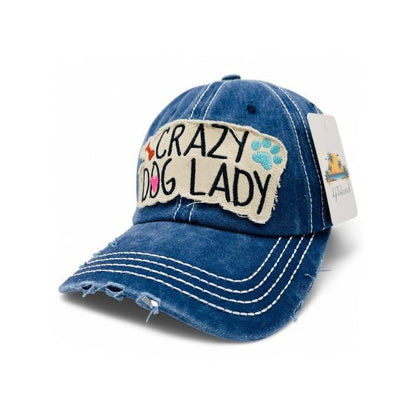 Baseball Cap - "Crazy Dog Lady" Embroidered Vintage Distressed Hat - 100% Cotton UV - product detail view 26