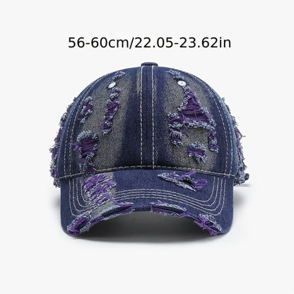 Baseball Cap - Distressed Denim Hip Hop Streetwear Ripped Holes Unisex Couple Hat Trendy - product detail view 5