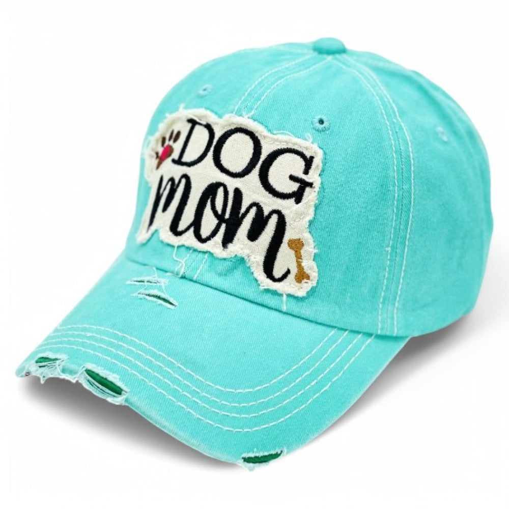 Baseball Cap - Dog Mom for Women - Vintage Distressed Paw & Bone Embroidery, 100% Cotton - product detail view 7