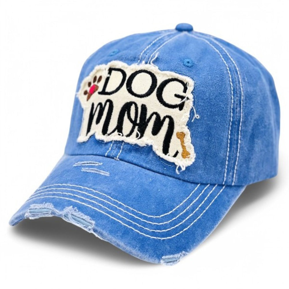 Baseball Cap - Dog Mom for Women - Vintage Distressed Paw & Bone Embroidery, 100% Cotton - product detail view 8
