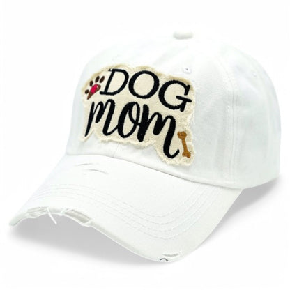 Baseball Cap - Dog Mom for Women - Vintage Distressed Paw & Bone Embroidery, 100% Cotton - product detail view 9