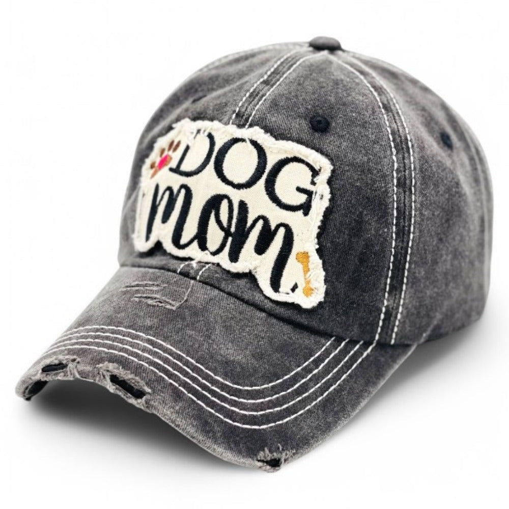 Baseball Cap - Dog Mom for Women - Vintage Distressed Paw & Bone Embroidery, 100% Cotton - product detail view 11