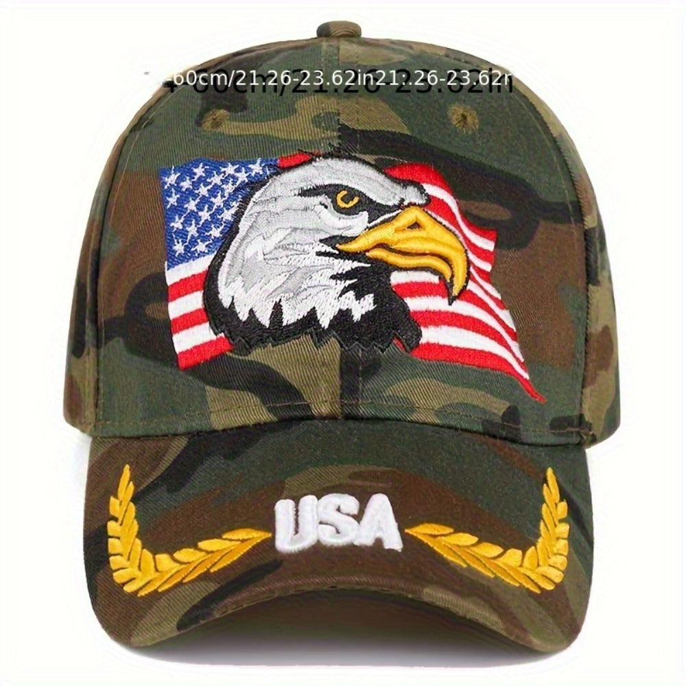 Baseball Cap - with Eagle Embroidery Trucker Hat for Men & Women, Wheat Letter Street - product detail view 2