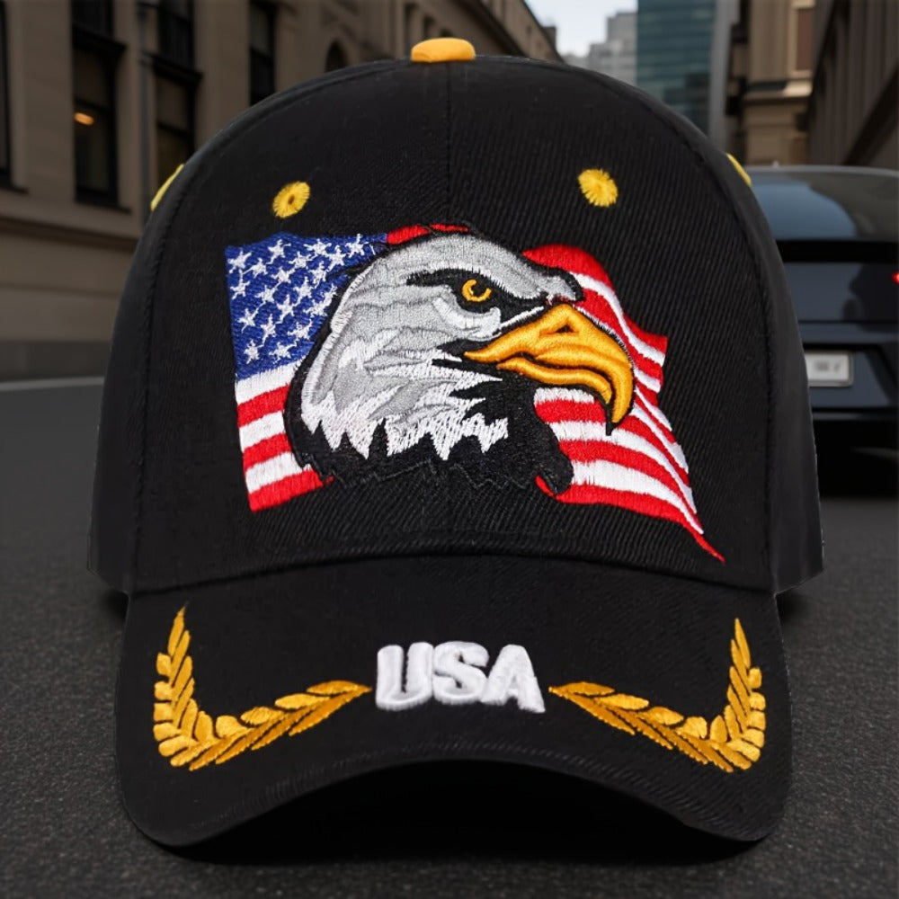 Baseball Cap - with Eagle Embroidery Trucker Hat for Men & Women, Wheat Letter Street - product detail view 3