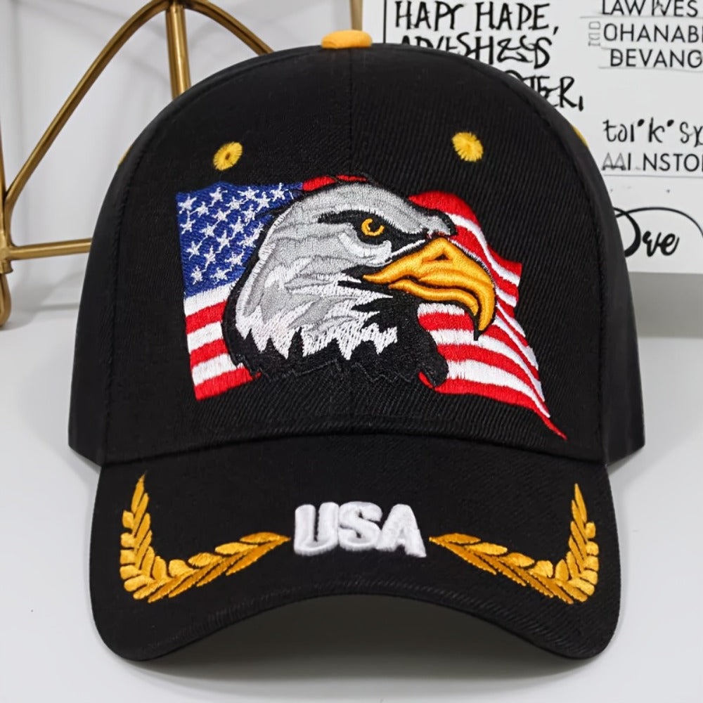 Baseball Cap - with Eagle Embroidery Trucker Hat for Men & Women, Wheat Letter Street - product detail view 4