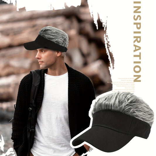 Baseball Cap - with Fake Hair Attached Wig Hat Men Novelty Golf Sun Visor Structured - main product view