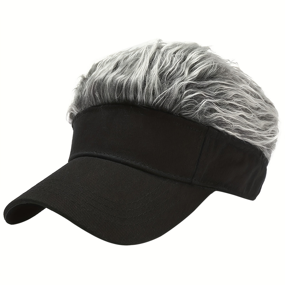 Baseball Cap - with Fake Hair Attached Wig Hat Men Novelty Golf Sun Visor Structured - product detail view 13