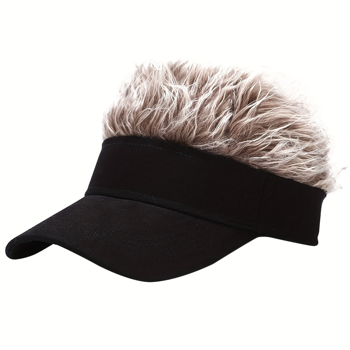Baseball Cap - with Fake Hair Attached Wig Hat Men Novelty Golf Sun Visor Structured - product detail view 14
