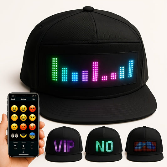 Baseball Cap - LED Hat Programmable Scrollable Text Animated Patterns APP Controlled - main product view