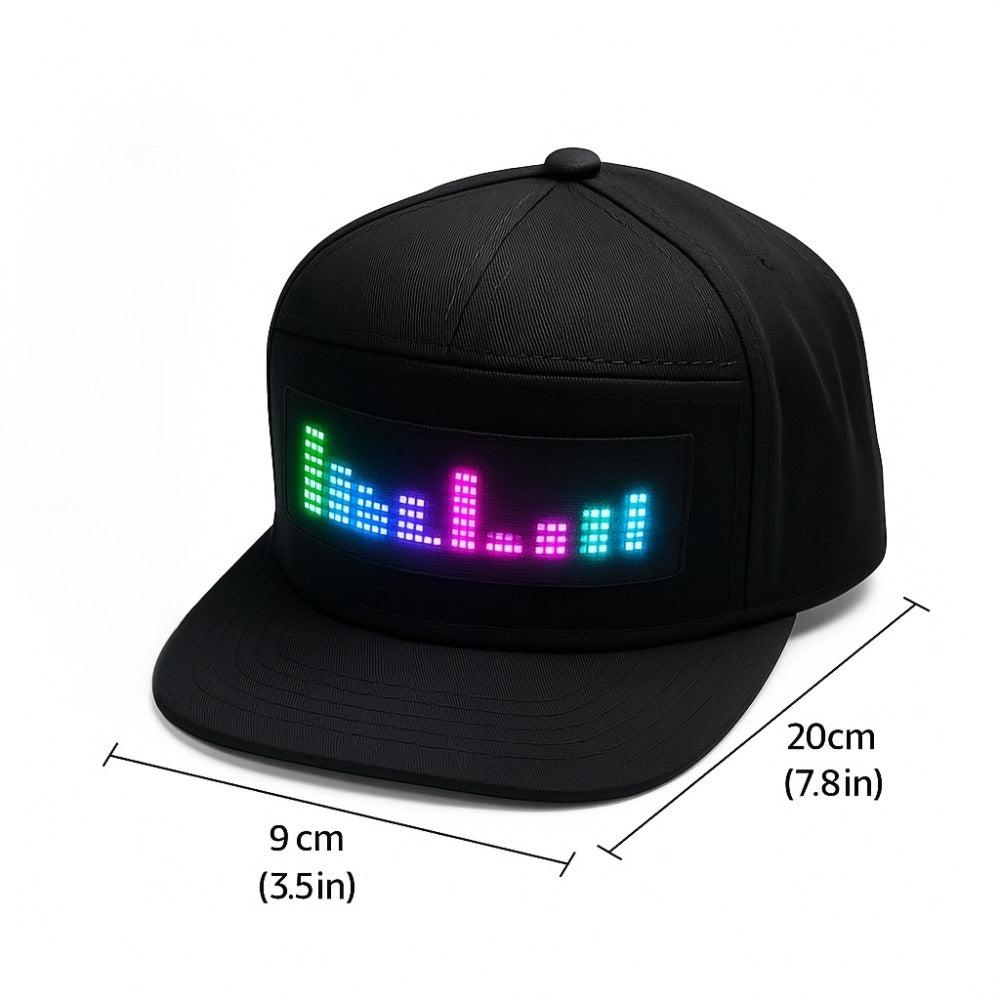 Baseball Cap - LED Hat Programmable Scrollable Text Animated Patterns APP Controlled - product detail view 2