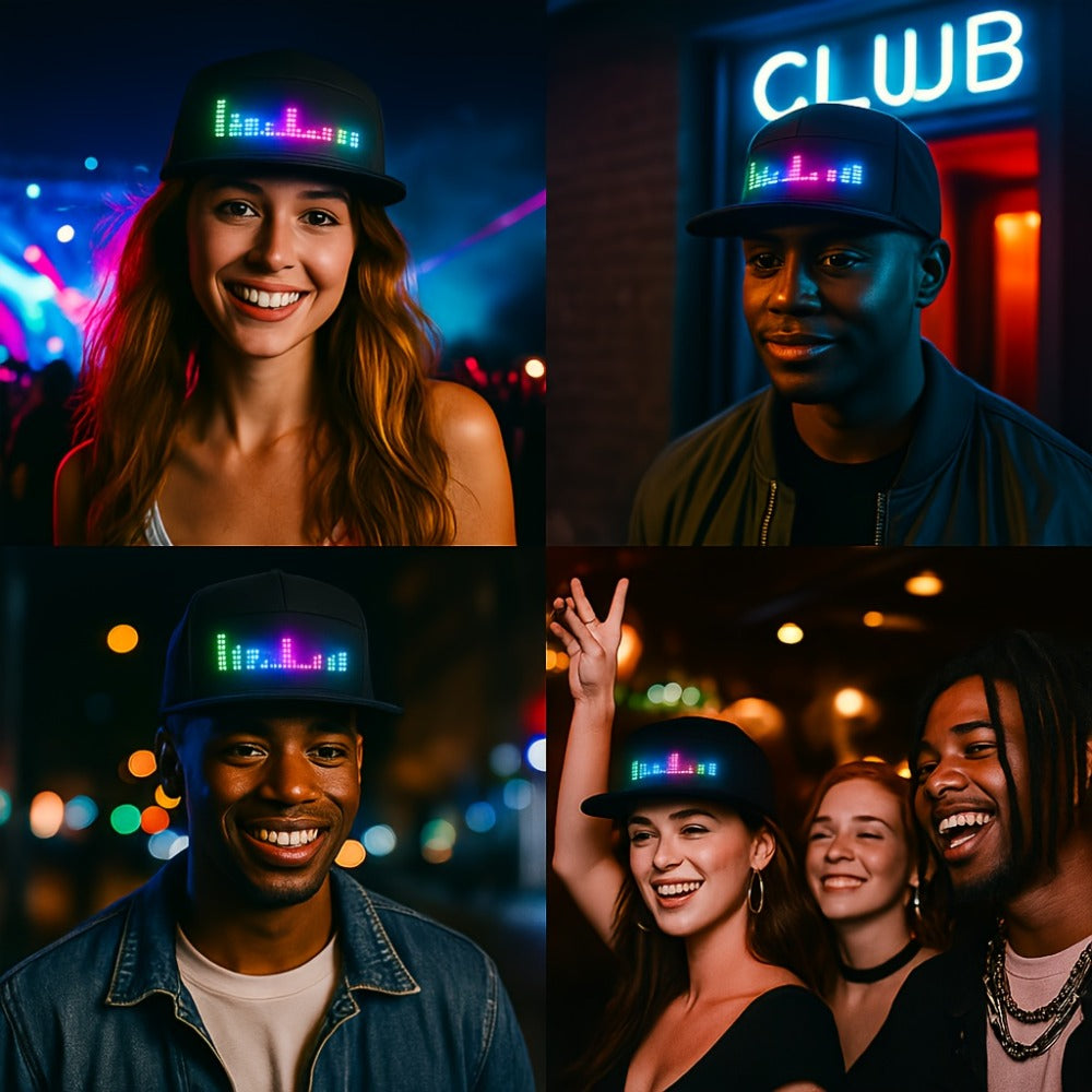 Baseball Cap - LED Hat Programmable Scrollable Text Animated Patterns APP Controlled - product detail view 3