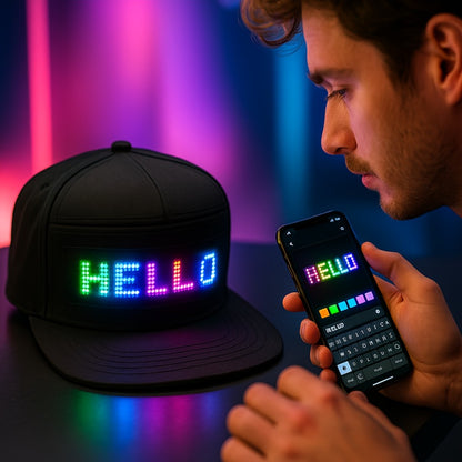 Baseball Cap - LED Hat Programmable Scrollable Text Animated Patterns APP Controlled - product detail view 5