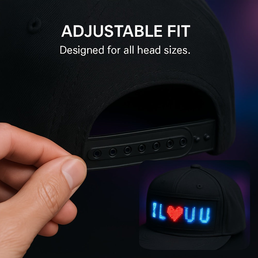 Baseball Cap - LED Hat Programmable Scrollable Text Animated Patterns APP Controlled - product detail view 9