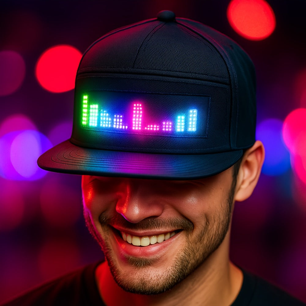 Baseball Cap - LED Hat Programmable Scrollable Text Animated Patterns APP Controlled - product detail view 10