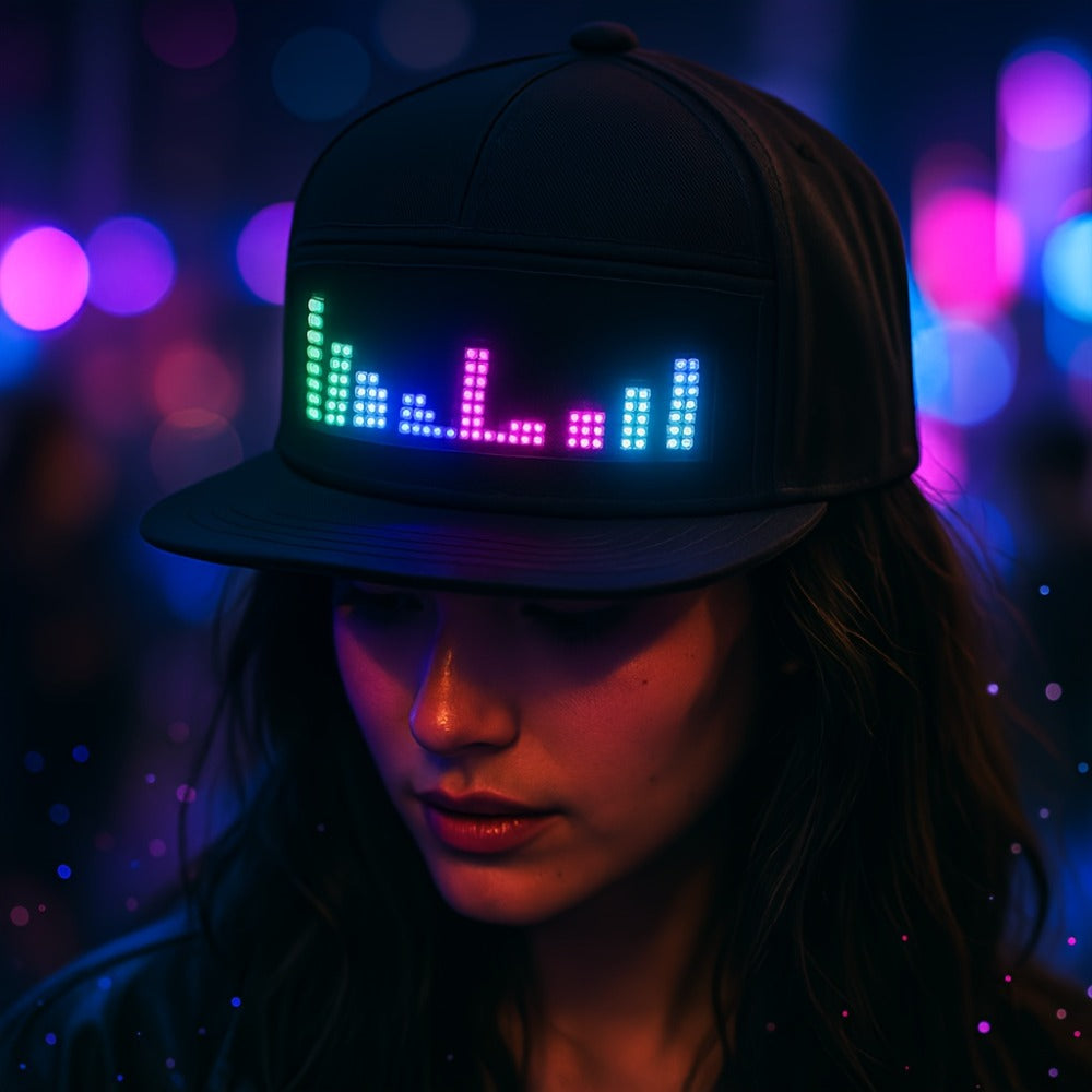 Baseball Cap - LED Hat Programmable Scrollable Text Animated Patterns APP Controlled - product detail view 12