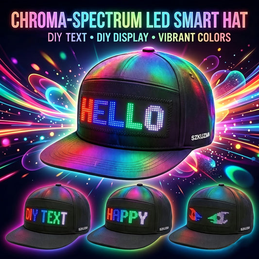 Baseball Cap - LED Light Up Hat Programmable 12x48 Pixel Screen Scrolling Text Display - main product view