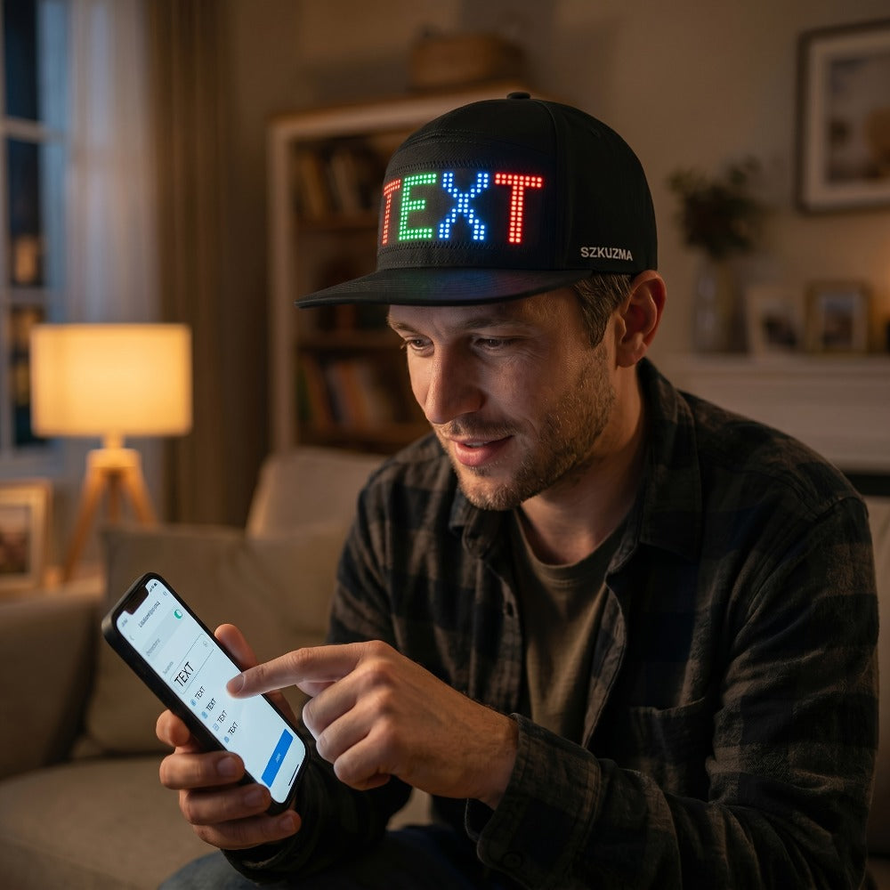 Baseball Cap - LED Light Up Hat Programmable 12x48 Pixel Screen Scrolling Text Display - product detail view 6