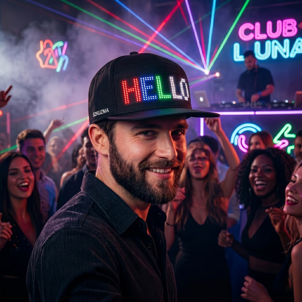 Baseball Cap - LED Light Up Hat Programmable 12x48 Pixel Screen Scrolling Text Display - product detail view 7