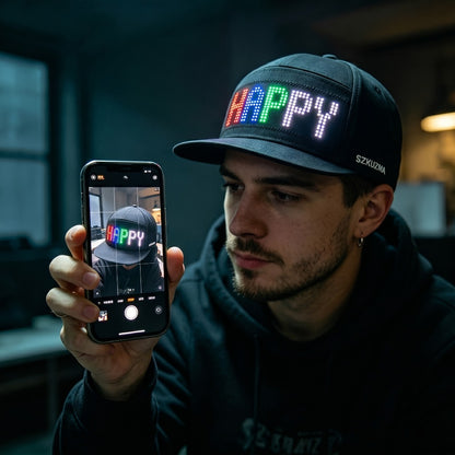 Baseball Cap - LED Light Up Hat Programmable 12x48 Pixel Screen Scrolling Text Display - product detail view 9