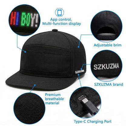 Baseball Cap - LED Light Up Hat Programmable 12x48 Pixel Screen Scrolling Text Display - product detail view 10