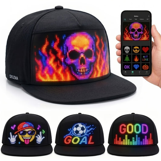 Baseball Cap - LED Light Up Hat Smart App Programmable Scrolling Message 16x32 Display - main product view