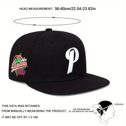 Baseball Cap - Men Letter P Embroidered Hip Hop Adjustable Sun Hat Casual Outdoor Leisure - product detail view 2