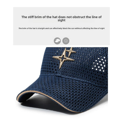 Baseball Cap - Mesh with Star Embroidery for Men & Women Breathable Adjustable Peaked Sun - product detail view 2