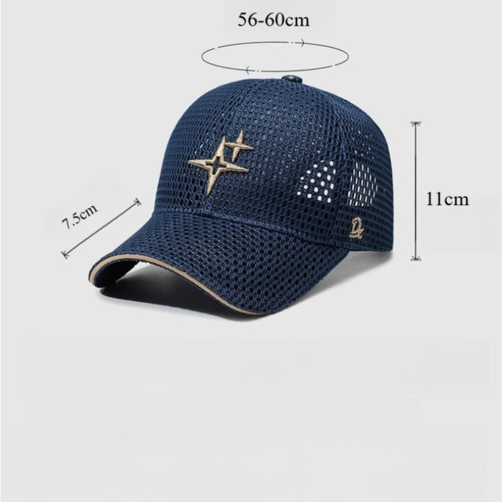 Baseball Cap - Mesh with Star Embroidery for Men & Women Breathable Adjustable Peaked Sun - product detail view 5