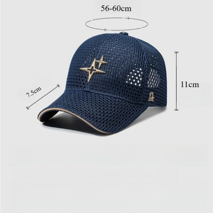 Baseball Cap - Mesh with Star Embroidery for Men & Women Breathable Adjustable Peaked Sun - product detail view 5