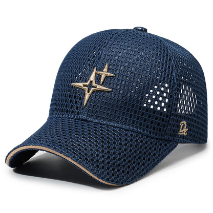 Baseball Cap - Mesh with Star Embroidery for Men & Women Breathable Adjustable Peaked Sun - product detail view 20