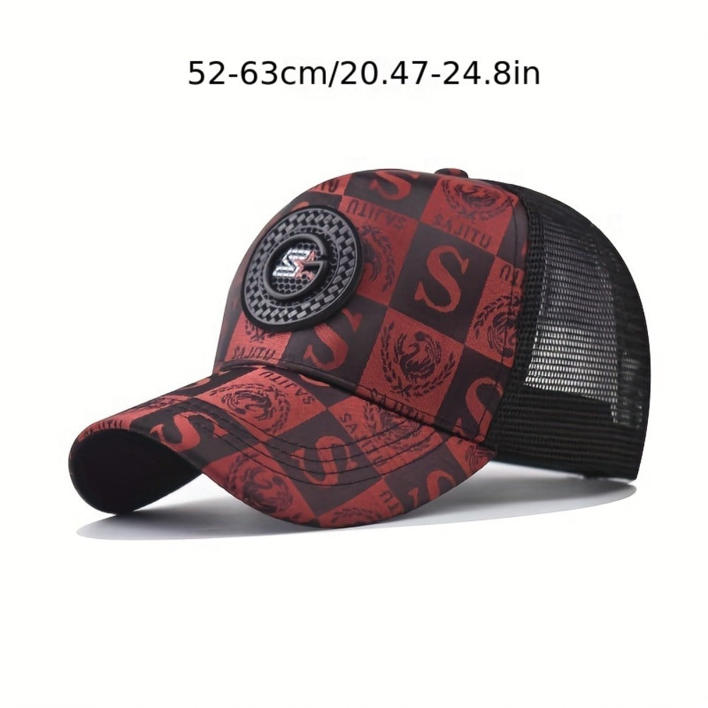 Baseball Cap - Men Women Mesh Trucker Hat Alphabet Letter Print Adjustable Snapback Visor - product detail view 2