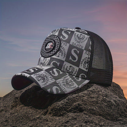 Baseball Cap - Men Women Mesh Trucker Hat Alphabet Letter Print Adjustable Snapback Visor - product detail view 3