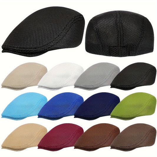 Baseball Cap - Newsboy Hat Bulk 12 Pcs Mesh Flat Breathable Adjustable Beret Cabbie Golf - main product view