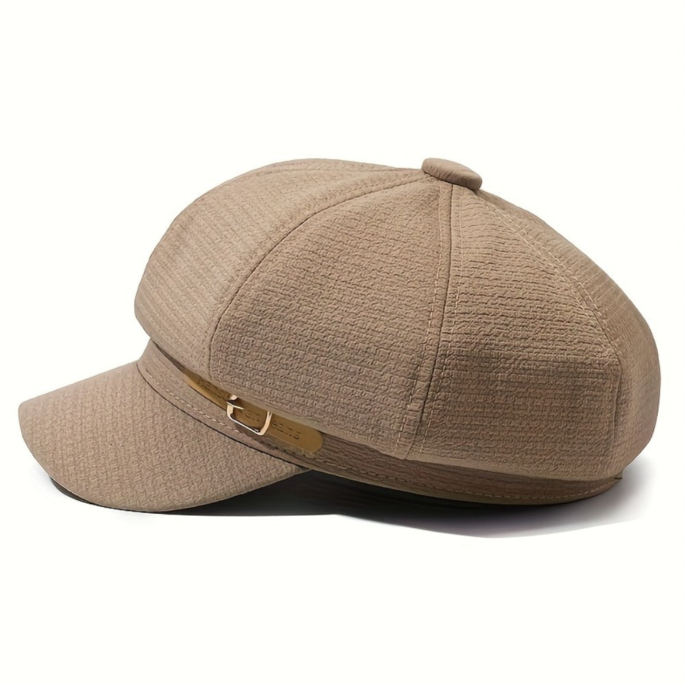 Baseball Cap - Newsboy for Women Solid Color Short Brim Breton Artist Hat Adjustable - product detail view 7