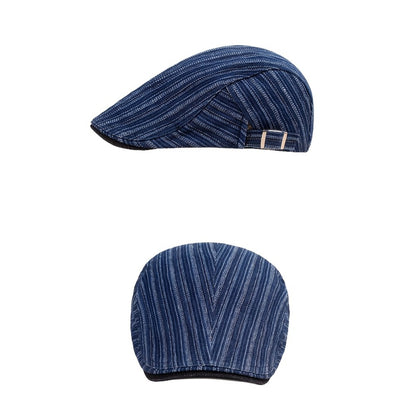 Baseball Cap - Newsboy Vintage Washed Denim Flat Brim Adjustable Cabbie Hat for Men Women - product detail view 20